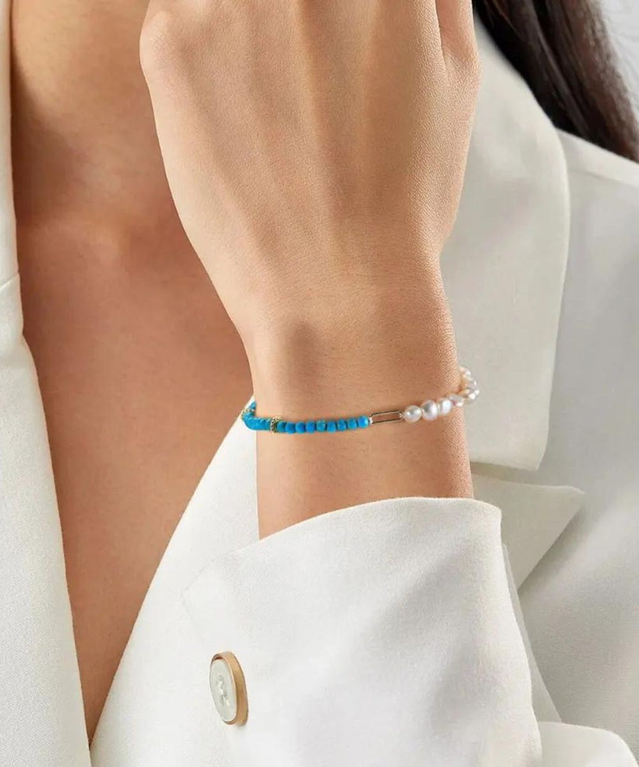 Jia Pearl and Turquoise Gemstone Bracelet