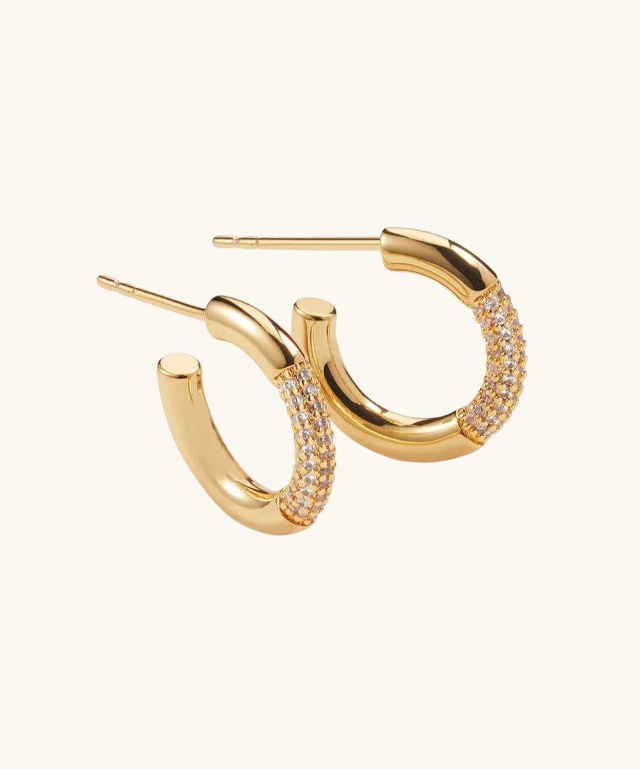 Mini Open Pave Hoop Earrings