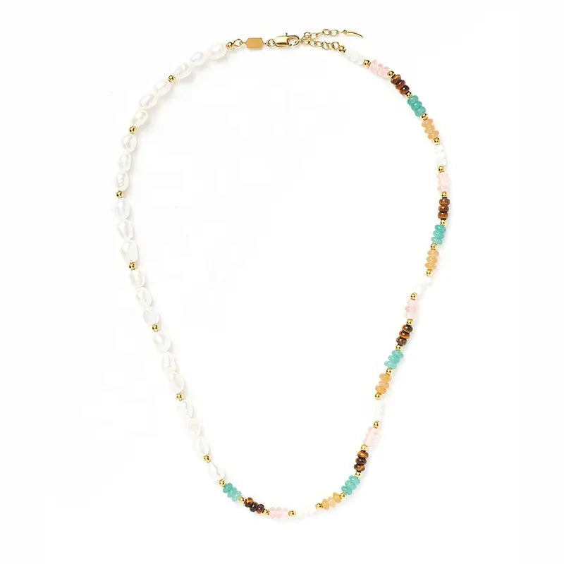 Mixed Pearl Beaded Gemstone Necklace