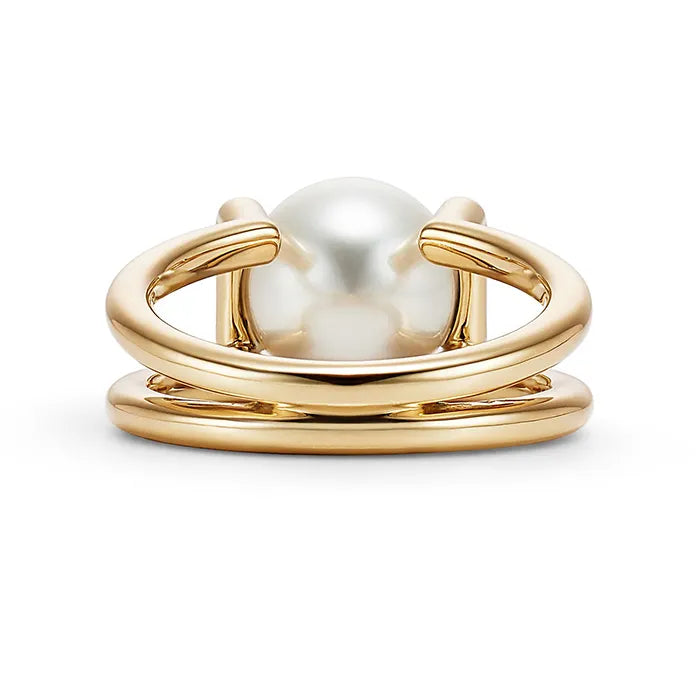 Round Pearl Double Square Stacking Ring