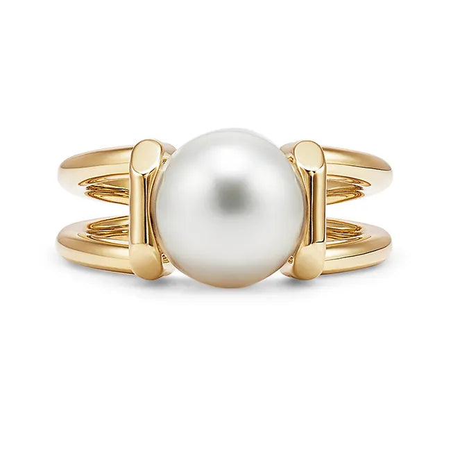 Round Pearl Double Square Stacking Ring