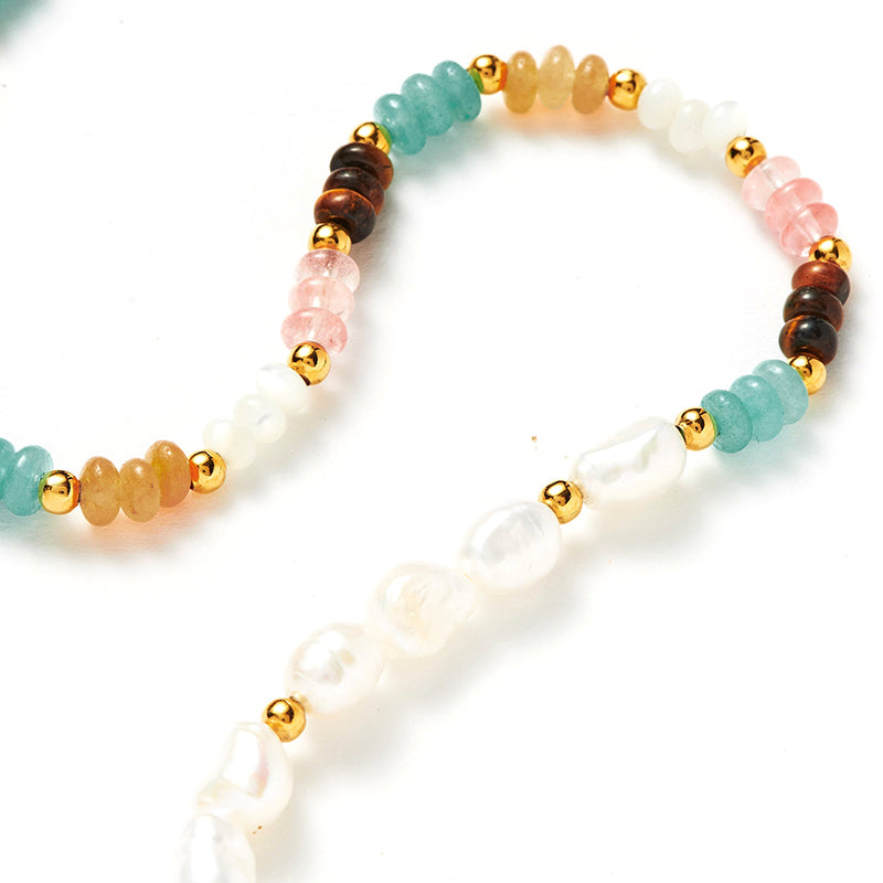Mixed Pearl Beaded Gemstone Necklace