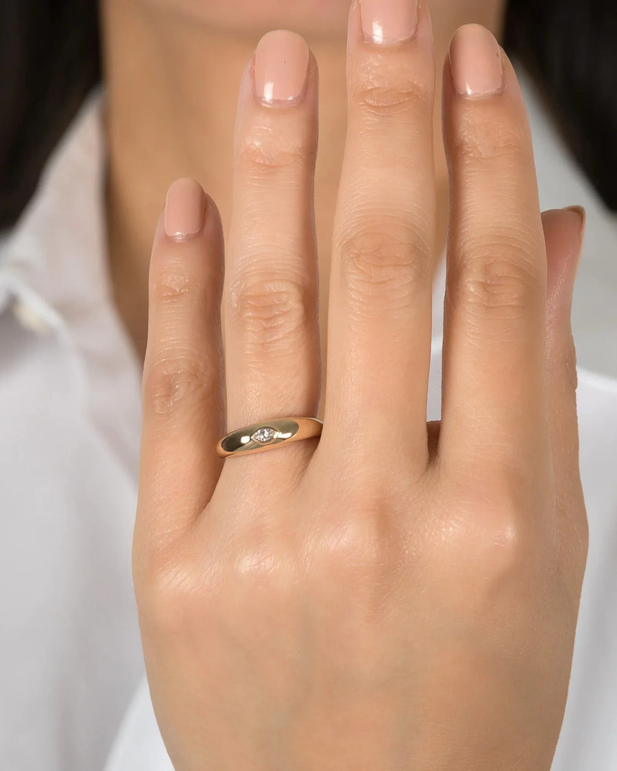 Marquise Chunky Dome Ring - White Stone