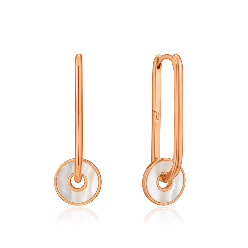 Pearly Enamel Disc Oversize Ovate Hoop Earrings