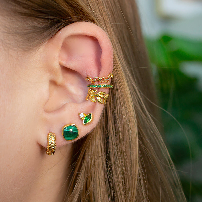 Square Rounded Malachite Studs Earring